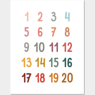 Numbers in Soft Boho Rainbow Colors for Kids Posters and Art